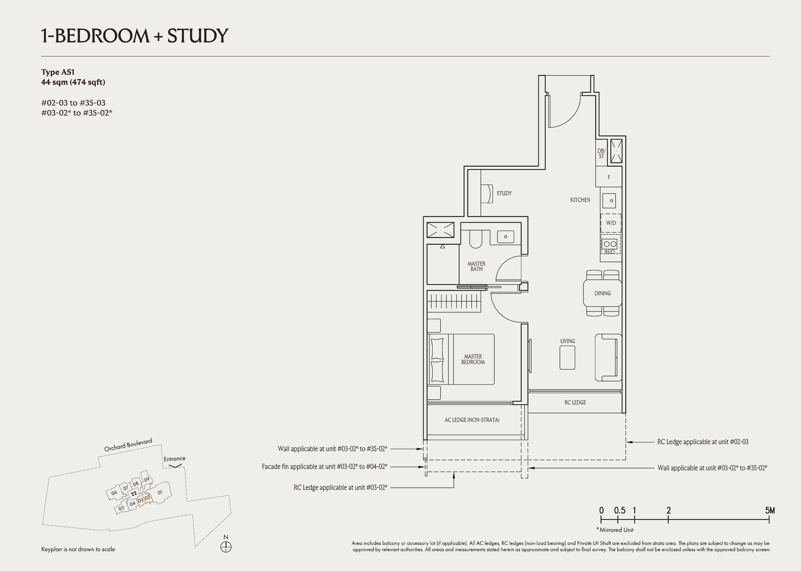 UPPERHOUSE at Orchard Boulevard 1 Bedroom Floor Plan 1